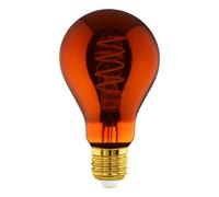 Eglo Dimmable E27 LED, vintage spiral filament light bulb, Edison lamp for retro lighting, 4 watt, 30 lumen, warm white glow, copper, 2000k, A75, Ø 3"