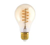 EGLO Dimmable E27 LED, vintage spiral filament light bulb, Edison lamp for retro lighting, 4 watt (equivalent to 25 watt), 245 lumen, warm white glow, 2200 Kelvin, A75, Ø 3"