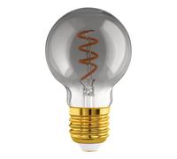EGLO Dimmable E27 LED, vintage spiral filament light bulb, Edison globe lamp for retro lighting, 4 watt, 100 lumen, warm white glow, black transparent, 2000k, G60, Ø 2.4"