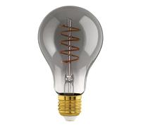 EGLO Dimmable E27 LED, vintage spiral filament light bulb, Edison lamp for retro lighting, 4 watt, 100 lumen, warm white glow, black transparent, 2000k, A75, Ø 3"