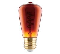 Eglo Dimmable E27 LED, vintage spiral filament light bulb, piston-shaped Edison lamp for retro lighting, 4 watt, 100 lumen, warm white glow, copper, 2000k, ST48, Ø 1.9"