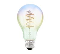 EGLO Dimmable iridescent E27 LED, multicoloured vintage spiral filament light bulb, Edison lamp in rainbow colours, 4 watt, 200 lumen, warm white glow, 2000 Kelvin, A75, Ø 3"