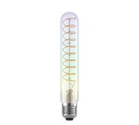 Eglo Dimmable iridescent E27 LED tube, multicoloured vintage spiral filament light bulb, Edison lamp in rainbow colours, 4 watt, 200 lumen, warm white glow, 2000 Kelvin, T30, Ø 1.2"