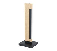 EGLO Dimmable LED table lamp Camacho, bedside lamp made of steel, wood and plastic, living room lamp in black, nature, white, lamp with touch dimmer