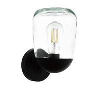 EGLO Donatori Outdoor Wall Lamp, 1-Bulb Outdoor Light Vintage, Retro, Wall Light Made of Aluminium, Plastic in Black and Clear Glass, Outdoor Lamp with E27 Socket, IP44