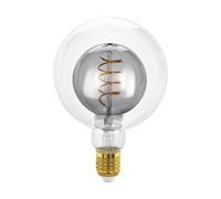 Eglo E27 Globe Lamp Dimmable Spiral LED Retro Bulb Large Size Vintage Decorative Light in Smoke Glass and Clear 2 Watt 80 Lumens Warm White 2000 K Ø 12.5 cm