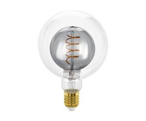 Eglo E27 Globe Lamp Dimmable Spiral LED Retro Bulb Large Size Vintage Decorative Light in Smoke Glass and Clear 2 Watt 80 Lumens Warm White 2000 K Ø 12.5 cm