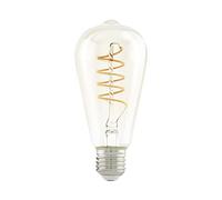 EGLO E27 LED bulb, amber vintage spiral filament light bulb, piston-shaped Edison lamp for retro lighting, 4 watt (equivalent to 26 watt), 270 lumen, warm white glow, 2200 Kelvin, ST64, Ø 2.5"