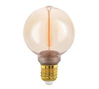 Eglo E27 LED Bulb dimmable in Steps, Light for dimming with Fixture Switch, Vintage Globe Amber Source, 2 watts, 100 lumens, Warm White, 1800 K, Edison G80, Ø 8 cm