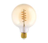 Eglo E27 LED Globe, Amber Vintage Spiral Filament Light Bulb, Edison lamp for Retro Lighting, 4 watt (Equivalent to 26 watt), 270 Lumen, Warm White Glow, 2200 Kelvin, G125, Ø 5"