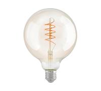 EGLO E27 LED globe, amber vintage spiral filament light bulb, Edison lamp for retro lighting, 4 watt (equivalent to 26 watt), 270 lumen, warm white glow, 2200 Kelvin, G125, Ø 5"