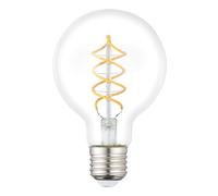 Eglo E27 LED Globe lamp, high Lumen Spiral Light Bulb, Vintage Decorative Lightbulb in Retro Design, 7.3 watt, Warm White, 806 lumens, 2700k, Edison Bulb G80, Ø 8 cm