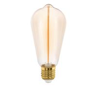 Eglo E27 LED Lamp dimmable in Steps, Light Bulb for dimming with Fixture Switch, Vintage Amber Bulb, 2 watts, 100 lumens, Warm White, 1800 K, Edison ST64, Ø 6 cm
