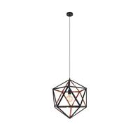 EGLO Embleton 1 Pendant Light, 1-Bulb Industrial Vintage Retro Pendant Light Steel in Black, Copper, Dining Table Lamp, Living Room Lamp Hanging with E27 Socket, Diameter 46 cm