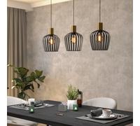 EGLO Empoli pendant light, black/brass-coloured, 3-bulb.