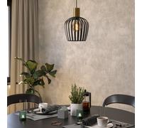 Eglo Pendant Lighting Empoli, Hanging lamp Above Dining Table, Retro Dining Room Ceiling Light Fixture, Metal in Black and Brass, E27 Socket