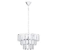 EGLO Erseka Pendant Light, 5-Bulb Modern, Elegant, Pendant Light Made of Steel in Chrome and Crystal in Clear Dining Table Lamp, Living Room Lamp Hanging with E14 Socket, Diameter 38.5 cm