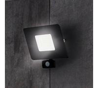 EGLO Faedo 3 LED outdoor spotlight, sensor, black, 50 W
