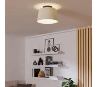 Eglo Ceiling lamp Febres, Ceiling Light Fitting Made of bouclé Fabric, Living Room Lighting Made of Black Metal and White Fabric, E27 Socket, Ø 35 cm