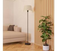 Eglo Febres White Fabric & Black Steel Traditional Floor Lamp, Black