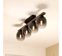 EGLO Filago ceiling light, four smoked glass lampshades