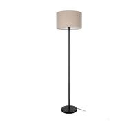 Eglo Floor lamp Feniglia, Corner floorlamp, Living Room Lighting, Standing Light Made of Black Metal with lampshade of Natural Linen, E27 Socket, 60”
