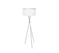 Eglo Floor Lamp Fondachelli, Standing Light, Metal and Textile Lamp, Living Room Light in White and Silver, Lamp with Foot Switch, Fabric Lamp with E27 Socket