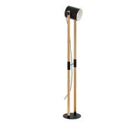 Eglo Floor lamp Hornwood, Vintage floorlamp in Industrial Design, FSC | retro standing lamp made of steel and wood, colour black, cream, brown, socket E27, FSC certified, in oot switch
