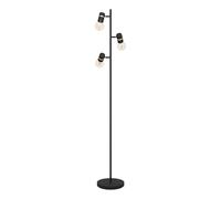 EGLO Floor lamp Lurone, standing light with 3 adjustable spots, living room lighting made of black and brass finished metal, floorlamp with E27 socket