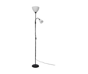 Eglo Floor lamp Montanini-E, Living Room Lighting, uplighter with Reading Light, Black Metal and White Plastic, E14 Socket, 176 cm Tall