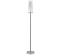 Eglo Floor lamp Pinto, Standing Light Made of Chrome-Coloured Steel and matt Opal Glass, White Living Room Lighting with Foot Switch, E27 Socket
