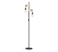Eglo Townshend 5 Black Metal & Natural Wood 2-Light Floor Lamp - Industrial Style (D) 25Cm