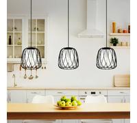 EGLO Pendant lighting Floresta, 3 bulb ceiling light fitting made of black metal and smoked glass, hanging lamp for dining and living room, E27 socket