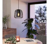 Eglo Floresta Wireframe Steel And Vaporised Glass Modern Single Pendant, Black