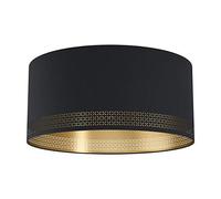 EGLO Flush ceiling light Esteperra, lighting in vintage and retro design, living room, kitchen and hallway lamp made of steel and textile, black and gold, E27 socket