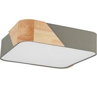 EGLO Flush Ceiling Light Grimaldino, 2 lamp Lighting Made of Fabric, Wood | metal and plastic, taupe, white and natural coloured living room lamp with E27 socket, 16 inches
