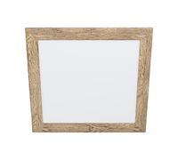 Eglo Flush Ceiling Light Piglionasso, LED Panel with Decorative Frame Made of Flamed Wood, Square Wooden Kitchen, Office and Hallway lamp, Neutral White Lighting, 19.7 inches