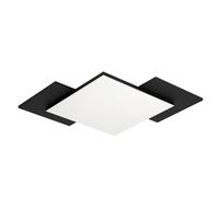 Eglo Flush Ceiling Light Tamuria, Lighting with Reversible Decor, LED Panel Made of Black Metal and Natural Coloured Wood, Warm White Living Room lamp, 51.5 inches