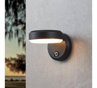 Eglo LED Outdoor wall Light Fixture Fornaci, External Porch Lighting with Motion Detector and Twilight Sensor, Outside Downlight, façade lamp, Black Metal and White Plastic, Warm White, IP44