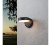 Eglo LED Outdoor wall Light Fixture Fornaci, External Porch Lighting with Motion Detector and Twilight Sensor, Outside Downlight, façade lamp, Black Metal and White Plastic, Warm White, IP44