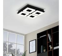 Eglo Fradelo 1 Led Wall Or Ceiling Light, Warm White 3000K, Black Steel & Crystal Effect Panels, Modern Indoor Lighting