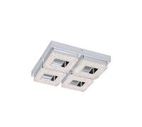 Eglo Fradelo Chrome And Clear Crystal Effect Metal Flush Ceiling Light In Metallic Silver Metallic Silver