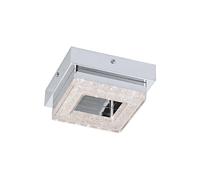 Eglo Fradelo Chrome And Clear Crystal Effect Metal Flush Ceiling Light In Metallic Silver Metallic Silver One Size