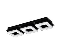 EGLO Fradelo LED Rectangular Black & Crystal Ceiling Light Rectangular