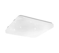 Eglo Square White Steel Wall Or Ceiling Light With Crystal Effect, White