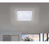 EGLO Frania-S Metal and Plastic Square White Crystal Effect Integrated LED Flush Light - Size: 33 x 33 x 7cm - Wilko