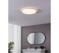 Eglo LED Ceiling Light Panel Frania-S, Flush Mount lamp with Crystal Effect, Starry Sky wall lamp Made of White Metal and Plastic, Kitchen and Bathroom Lighting, Warm White, IP44, Ø 12 in