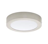 EGLO Fueva 1 LED Ceiling Light 1 Bulb Material: Cast Metal, Plastic, Colour: Matte Nickel White, Diameter: 22.5 cm, Neutral White