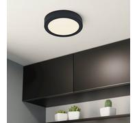 Eglo LED Ceiling Light Fitting Fueva 6, Round Ceiling lamp, Bathroom Lighting, Flush luminaire Made of Plastic in Black and White, Warm White-Cold White, IP44, Ø 16.5 cm