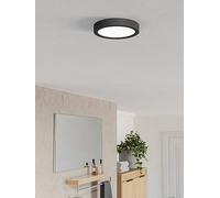 Eglo LED Ceiling Light Fitting Fueva 6, Round Ceiling lamp, Bathroom Lighting, Flush luminaire Made of Plastic in Black and White, Warm White-Cold White, IP44, Ø 16.5 cm
